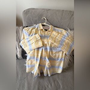 Talbots Women’s Casual Shirt in Yellow and Blue Stripes